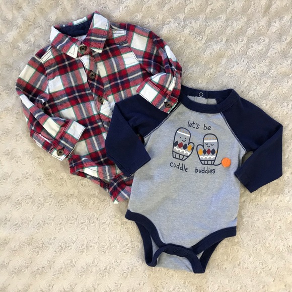 Cat & Jack Other - Cat & Jack Plaid Flannel Shirt Cuddle Buddies